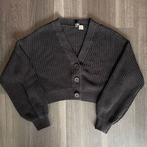 Knitted Cropped Button-Up Cardigan